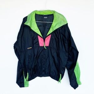 Vtg COLUMBIA neon & black windbreaker jacket Mens size M